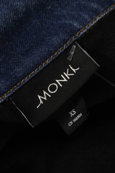 Monki Womens Blue Basic Jacket 100% Cotton Button Long Sleeve Size XS