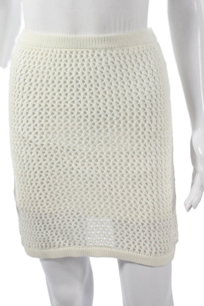 Sabo Womens White Straight Pencil Mini Skirt Cotton Pull On Size XS