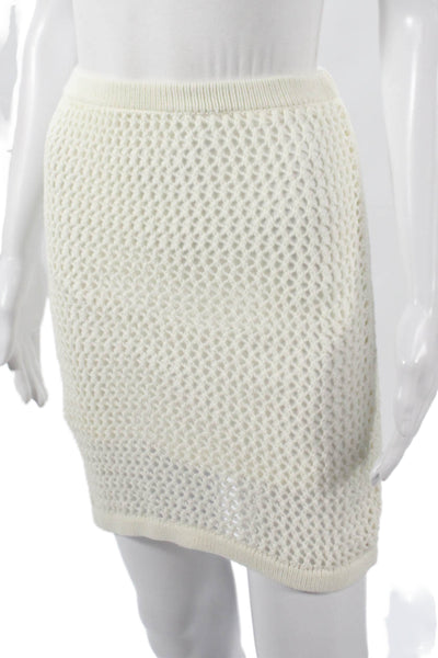 Sabo Womens White Straight Pencil Mini Skirt Cotton Pull On Size XS