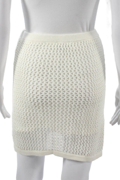 Sabo Womens White Straight Pencil Mini Skirt Cotton Pull On Size XS