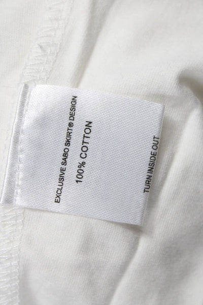 Sabo Womens White Straight Pencil Mini Skirt Cotton Pull On Size XS