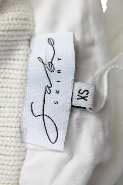 Sabo Womens White Straight Pencil Mini Skirt Cotton Pull On Size XS