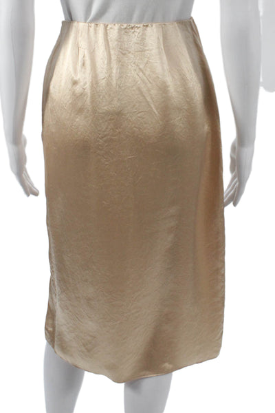 Babaton Women Straight Pencil Skirt Gold Acetate Zip Size 0