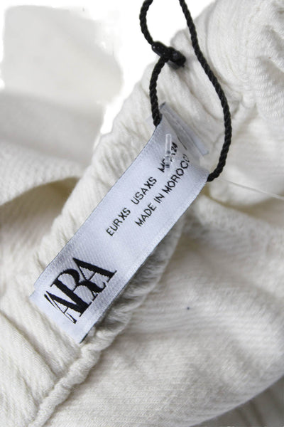 Zara Women Sweatpants Beige Cotton Drawstring Size XS