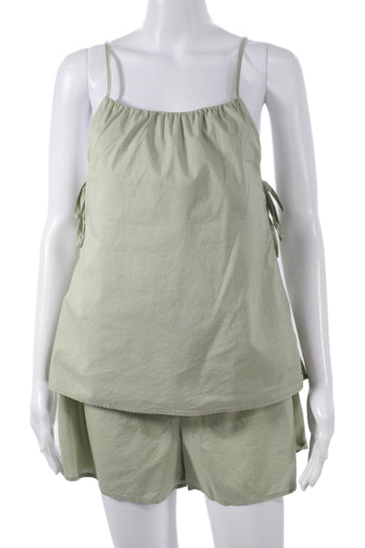 MNG Women Sleeveless Scoop Neck Cotton Solid Drawstring Set Summer Size XS