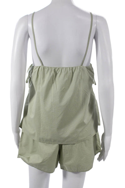 MNG Women Sleeveless Scoop Neck Cotton Solid Drawstring Set Summer Size XS