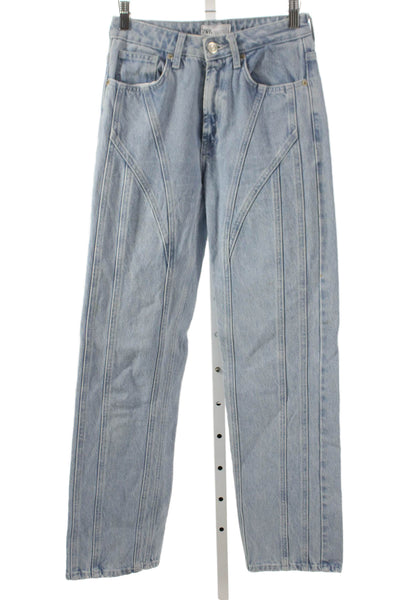 Zara Women Mom Jeans Blue High Rise Cotton Size 2