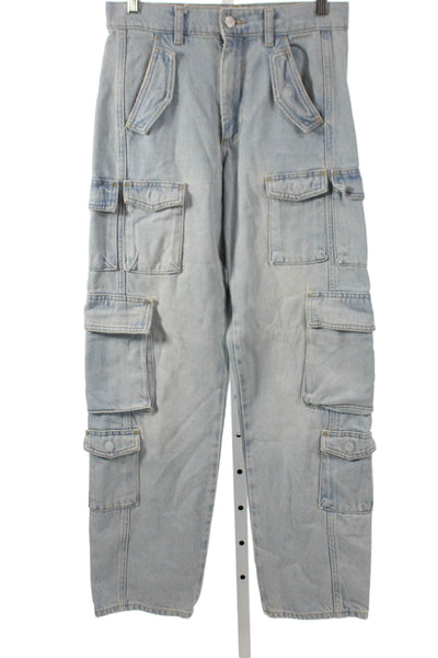 Zara Women Straight Blue High Rise Cotton Jeans Size 0