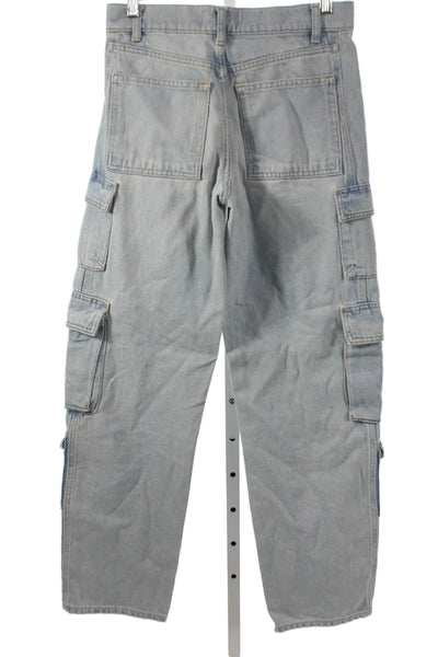 Zara Women Straight Blue High Rise Cotton Jeans Size 0