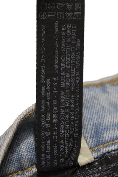 Zara Women Straight Blue High Rise Cotton Jeans Size 0