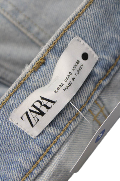 Zara Women Straight Blue High Rise Cotton Jeans Size 0
