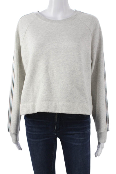 Maeve Anthropologie Womens Pullover Sweatshirt Gray Striped Crewneck Size S