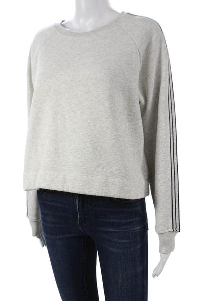 Maeve Anthropologie Womens Pullover Sweatshirt Gray Striped Crewneck Size S