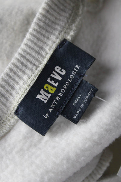 Maeve Anthropologie Womens Pullover Sweatshirt Gray Striped Crewneck Size S