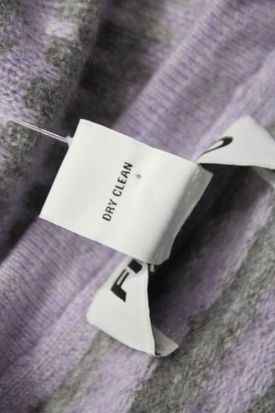 Filoro Women Purple Cashmere Striped Crewneck Pullover Sweater Size M