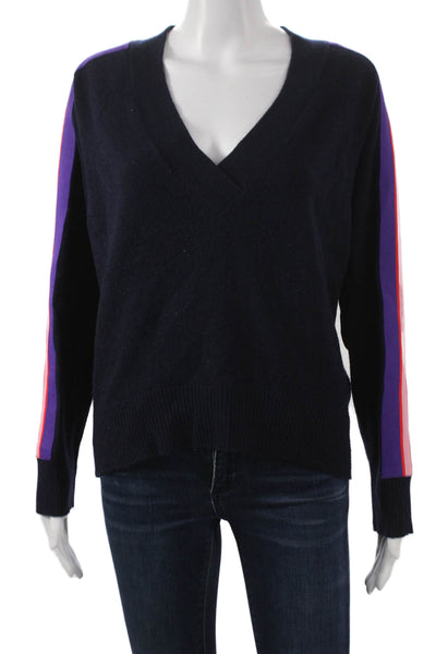 Sandro Womens Wool V-Neck Pullover Sweater Blue Long Sleeve Size 1