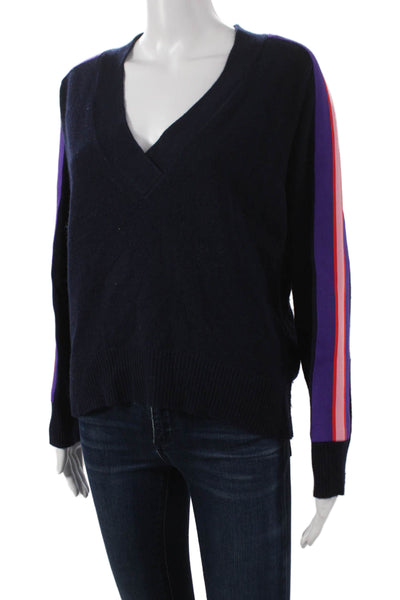 Sandro Womens Wool V-Neck Pullover Sweater Blue Long Sleeve Size 1