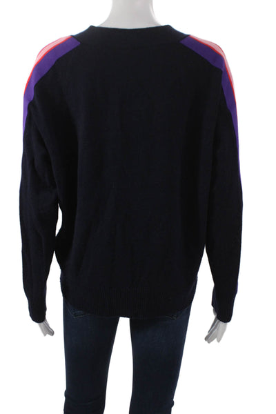 Sandro Womens Wool V-Neck Pullover Sweater Blue Long Sleeve Size 1