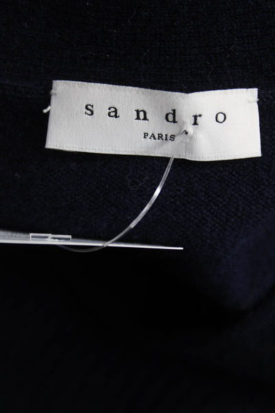Sandro Womens Wool V-Neck Pullover Sweater Blue Long Sleeve Size 1