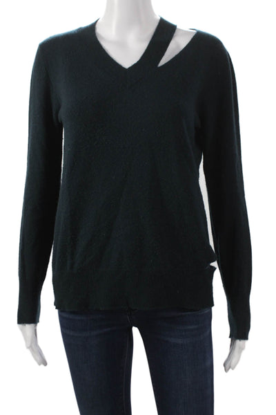 Autumn Cashmere Women V-Neck Long Sleeve Pullover Cashmere Green Size XS
