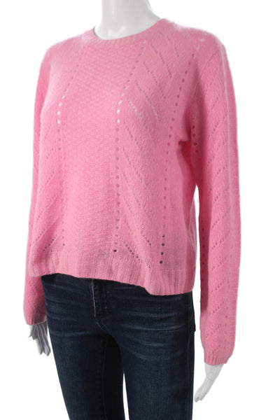 Filoro Women Cashmere Geometric Crewneck Pullover Pink Long Sleeve Size S