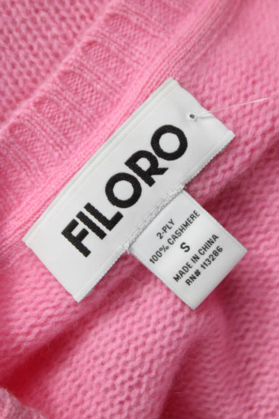 Filoro Women Cashmere Geometric Crewneck Pullover Pink Long Sleeve Size S
