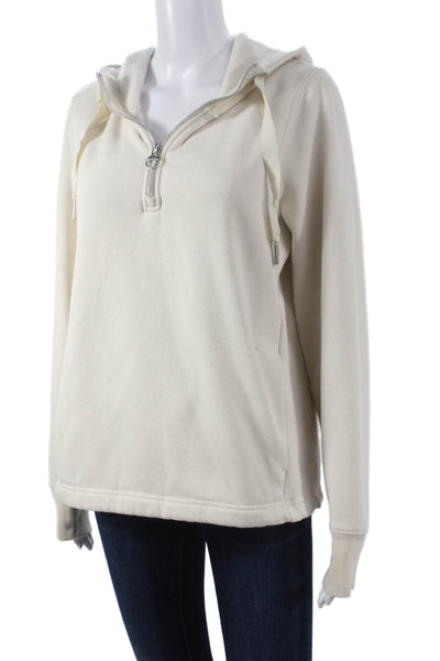 Athleta Womens Pullover Hoodie Ivory Zip Long Sleeve Polyester Size S