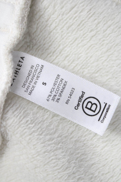 Athleta Womens Pullover Hoodie Ivory Zip Long Sleeve Polyester Size S