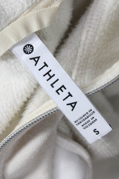 Athleta Womens Pullover Hoodie Ivory Zip Long Sleeve Polyester Size S