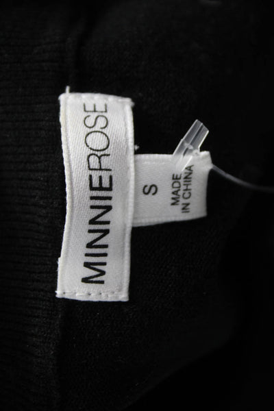 Minnie Rose Womens Black Viscose Pullover Sweater Crew Neck Short Sleeve Size S