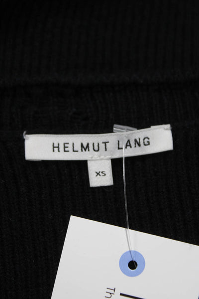 Helmut Lang Women Pullover V-Neck Black Cotton Long Sleeve Size XS