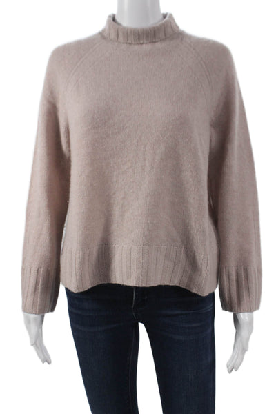 360 Cashmere Women Pullover Mock Neck Beige Long Sleeve Size XS