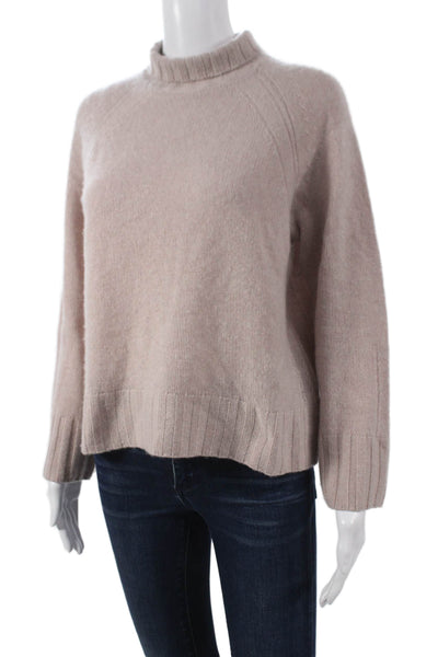 360 Cashmere Women Pullover Mock Neck Beige Long Sleeve Size XS