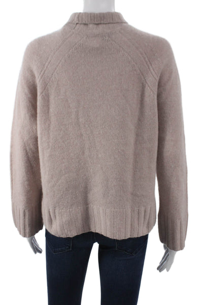 360 Cashmere Women Pullover Mock Neck Beige Long Sleeve Size XS