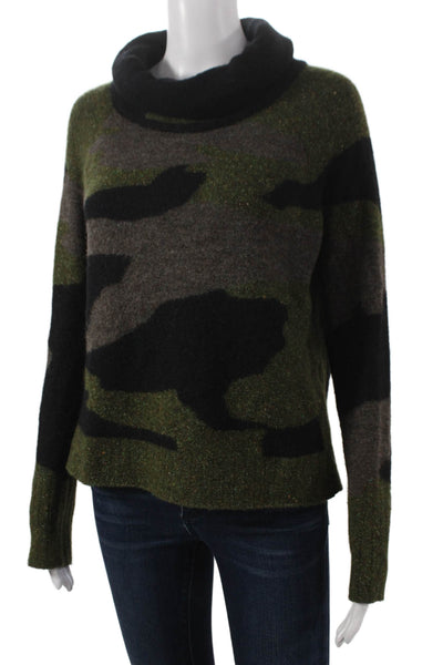 Veronica Beard Womens Camo Cowl Neck Pullover Sweater Green Size M