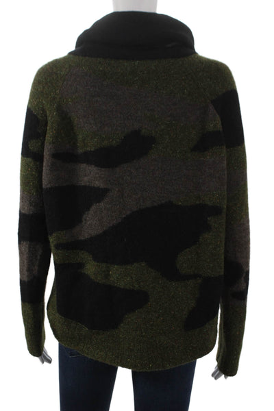 Veronica Beard Womens Camo Cowl Neck Pullover Sweater Green Size M