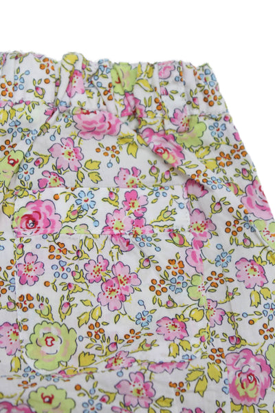 Bonpoint Girls Elastic Waistband Cuffed Floral Shorts White Pink Yellow Size 6M