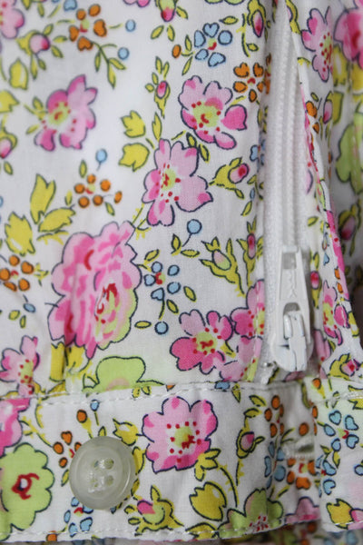Bonpoint Girls Elastic Waistband Cuffed Floral Shorts White Pink Yellow Size 6M