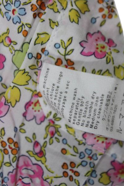 Bonpoint Girls Elastic Waistband Cuffed Floral Shorts White Pink Yellow Size 6M