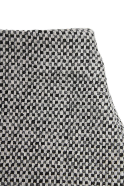 Il Gufo Girls Side Zip Knit Fringe Trim Skirt Gray White Cotton Size 3