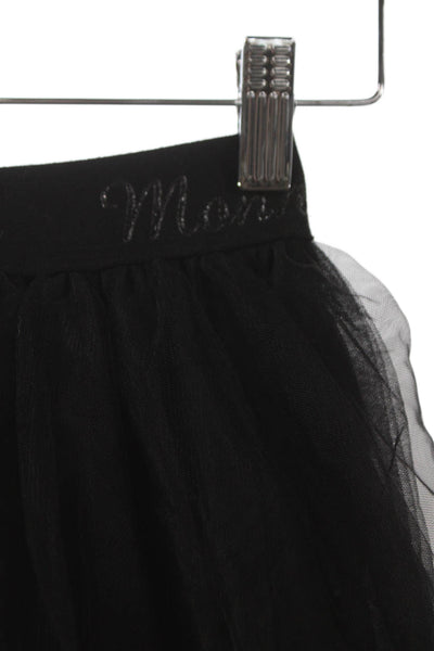 Monnalisa Girls Logo Waistband Tulle Overlay A Line Skirt Black Size 8
