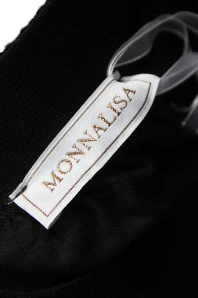 Monnalisa Girls Logo Waistband Tulle Overlay A Line Skirt Black Size 8