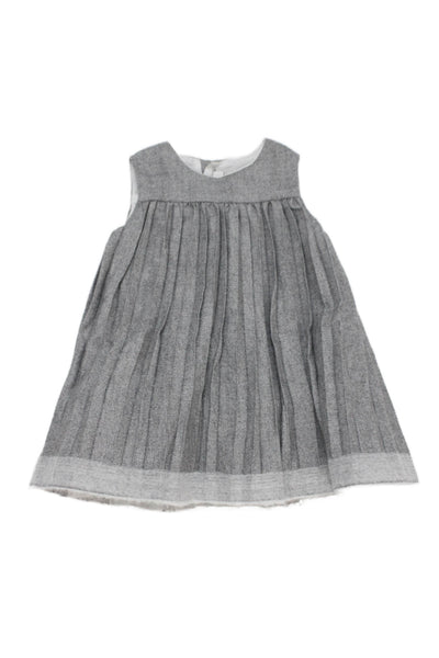 Il Gufo Girls Sleeveless Crew Neck Tulle Underlay Dress Gray Size 6M