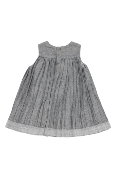 Il Gufo Girls Sleeveless Crew Neck Tulle Underlay Dress Gray Size 6M
