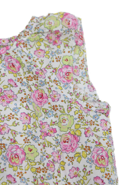 Bonpoint Girls Crew Neck Sleeveless Floral Top White Pink Yellow Size 6M