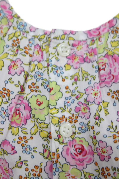 Bonpoint Girls Crew Neck Sleeveless Floral Top White Pink Yellow Size 6M