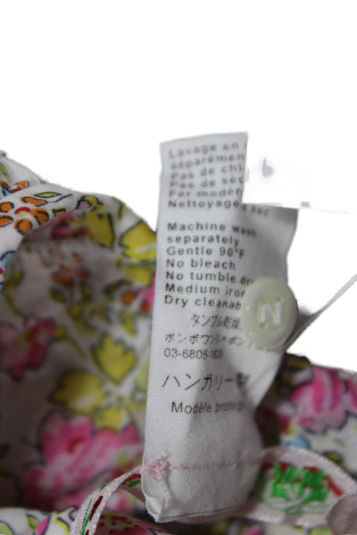 Bonpoint Girls Crew Neck Sleeveless Floral Top White Pink Yellow Size 6M