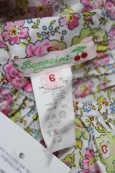 Bonpoint Girls Crew Neck Sleeveless Floral Top White Pink Yellow Size 6M