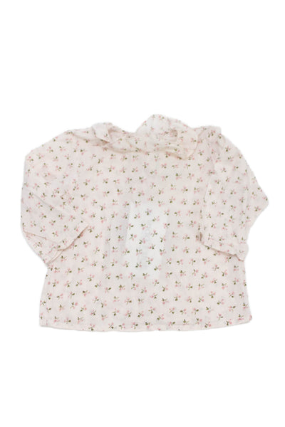 Bonpoint Girls Crew Neck Sleeveless Floral Top White Pink Yellow Size 6M