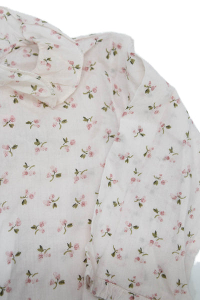 Bonpoint Girls Crew Neck Sleeveless Floral Top White Pink Yellow Size 6M